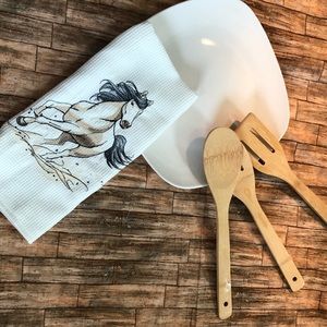 Embroidered Horse dish towel. Country themed